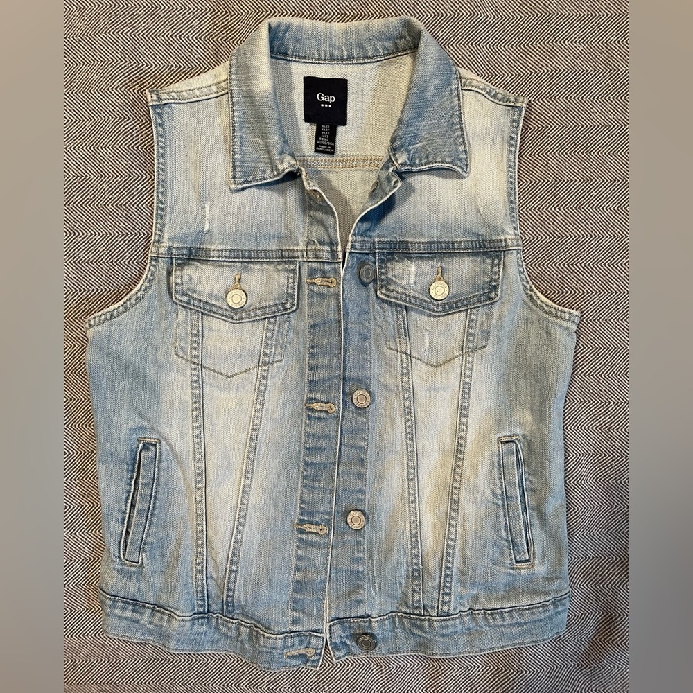 GAP Faded Blue Denim Vest XS